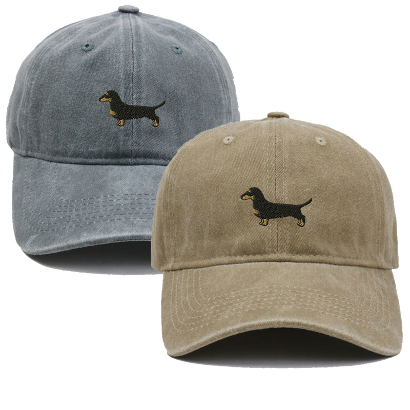 Embroidery Lovers - 1pc Washed Dachshund Dog Embroidery Baseball