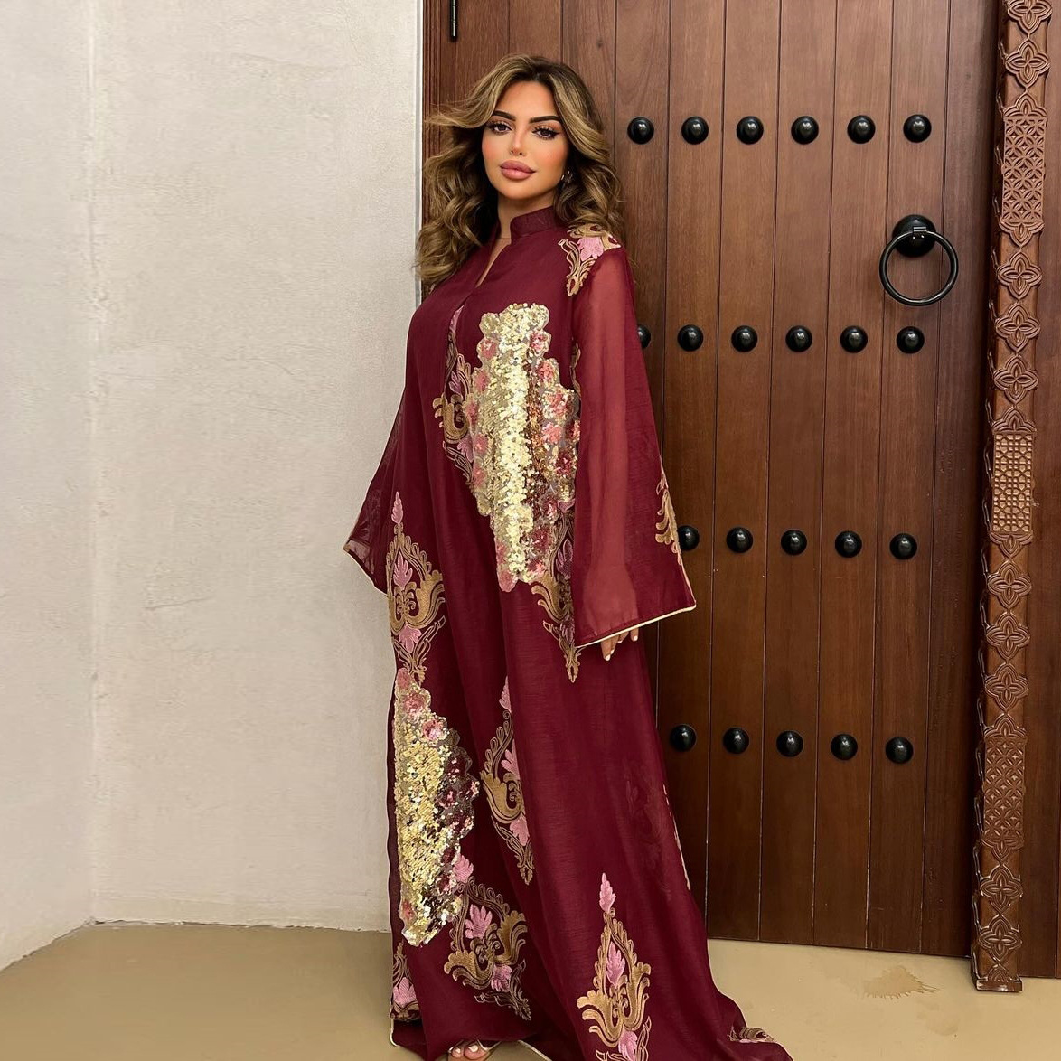 Embroidery Arabic - Muslim Women Wedding Party Sequins Maxi