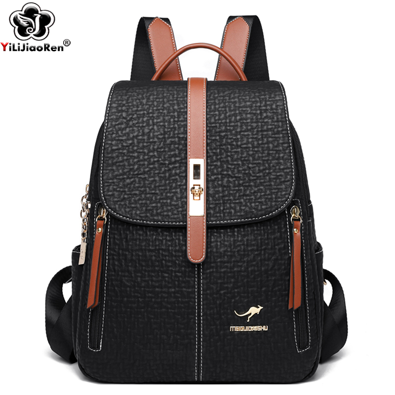 Embroidery Kit Pouch - Fashion Backpacks Female High Quality Leather