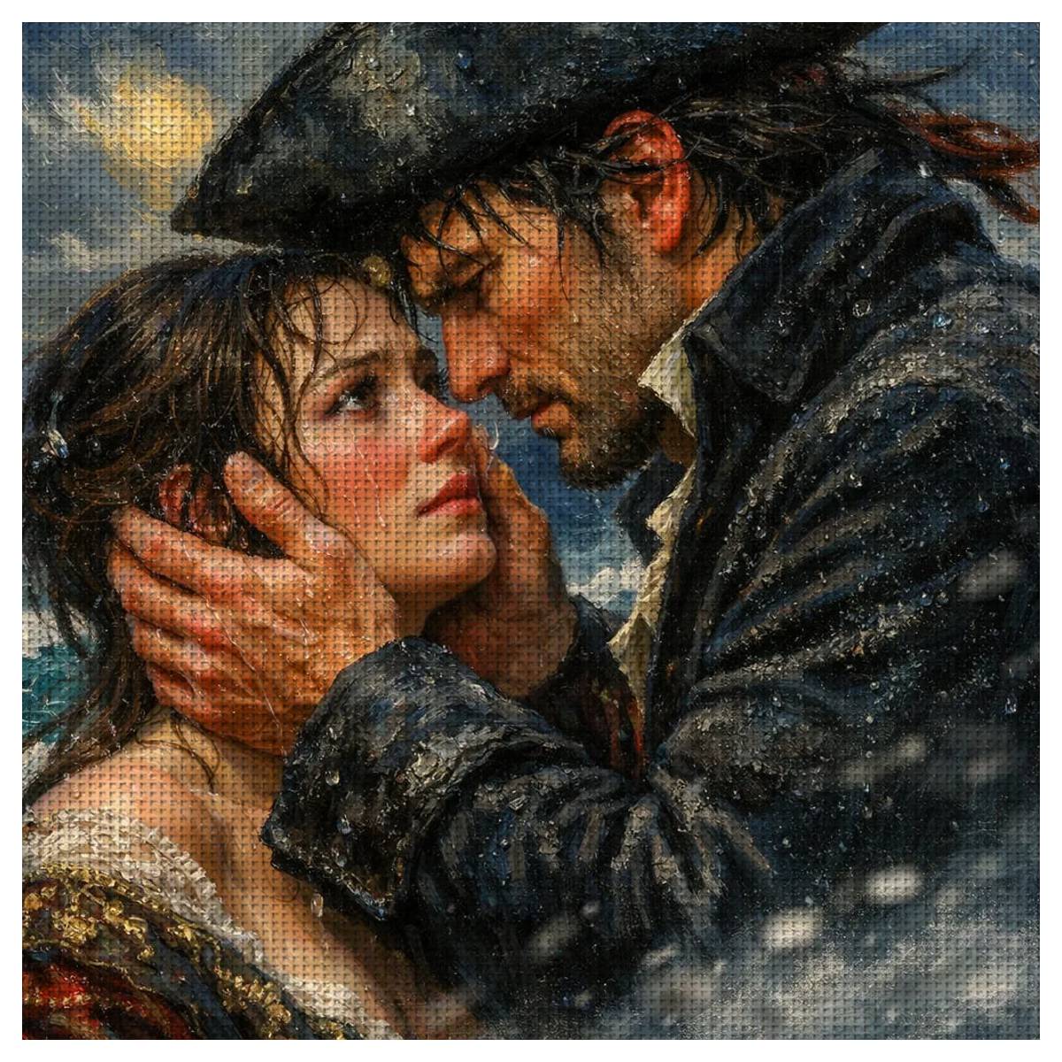 Embroidery Lovers - 1pc 40X40CM/15.74inch Couple Stamped Cross Stitch
