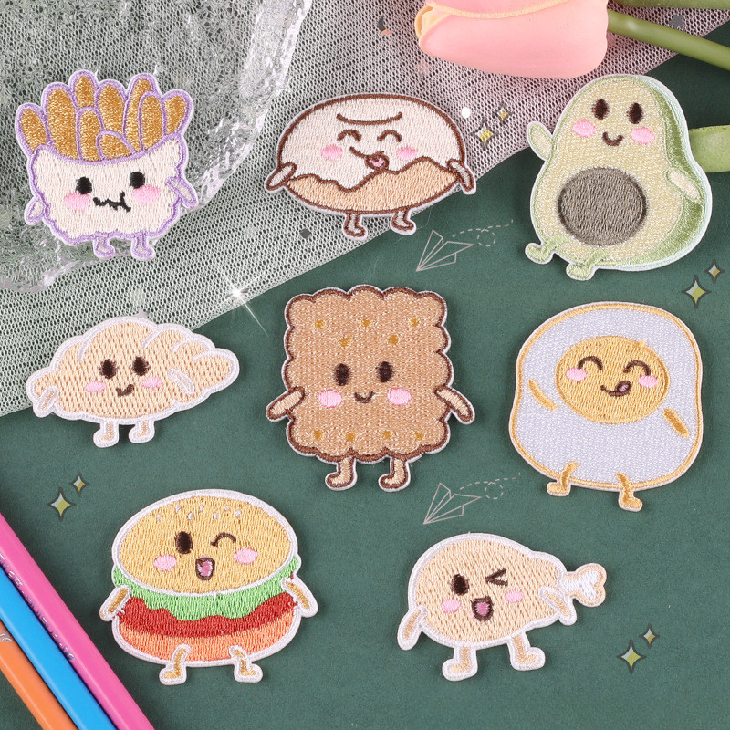 Embroidery On Jeans - Stick On-French Fries Burger Self-adhesive Patches
