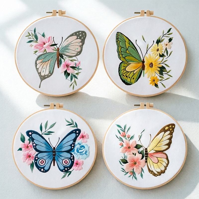 Embroidery Threads - 1pc 20X20CM 7.87 inch Embroidery Butterfly