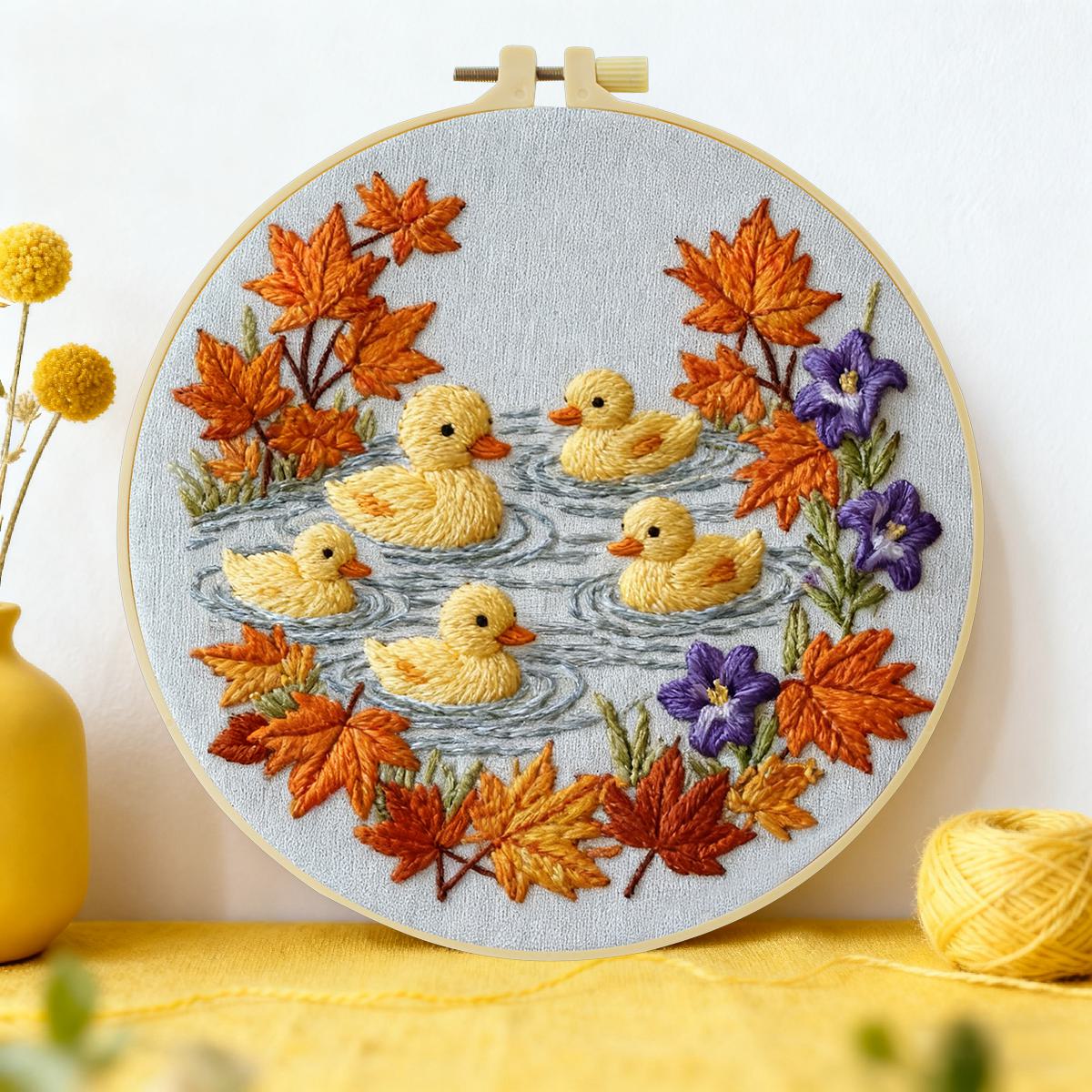 Embroidery Yellow - 1pc 20X20CM/15X15CM 7.87/6.3inch Little Yellow Duck