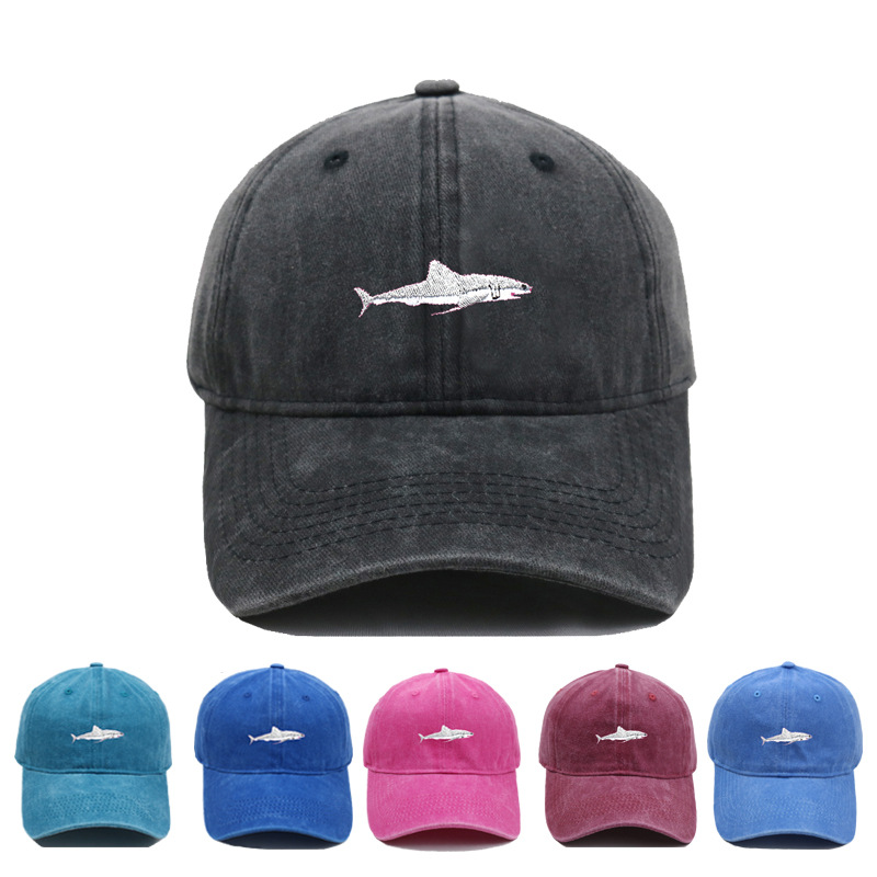 Embroidery Lovers - 1pc Vintage Washed Shark Embroidery Baseball