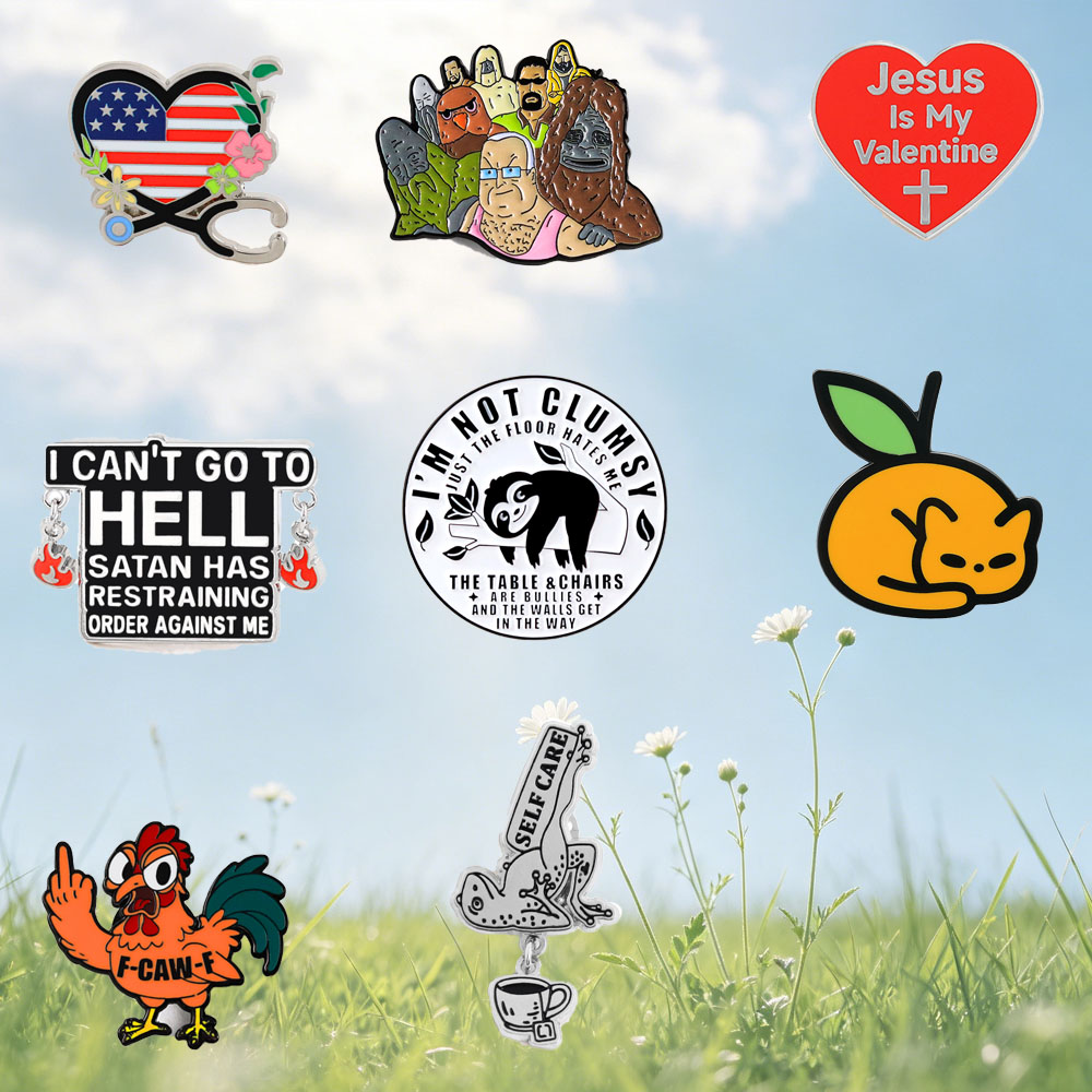 Embroidery Texture - Art Text Enamel Pin Cartoon Animal