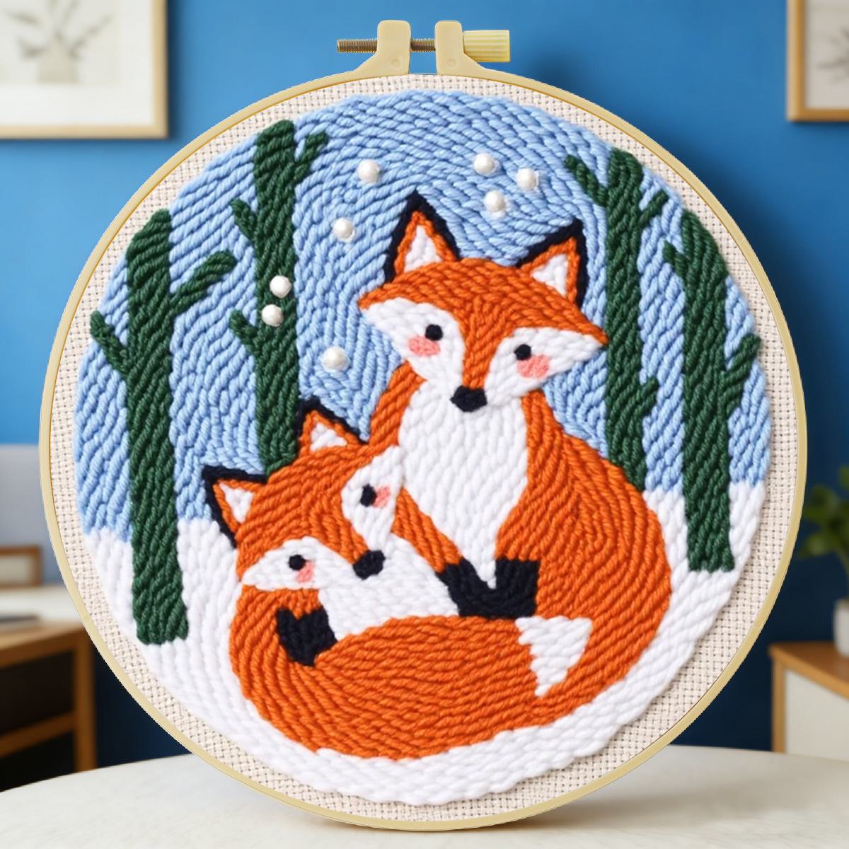 Embroidery Paper - 20X20CM/7.87inch Animal - Fox punch needle
