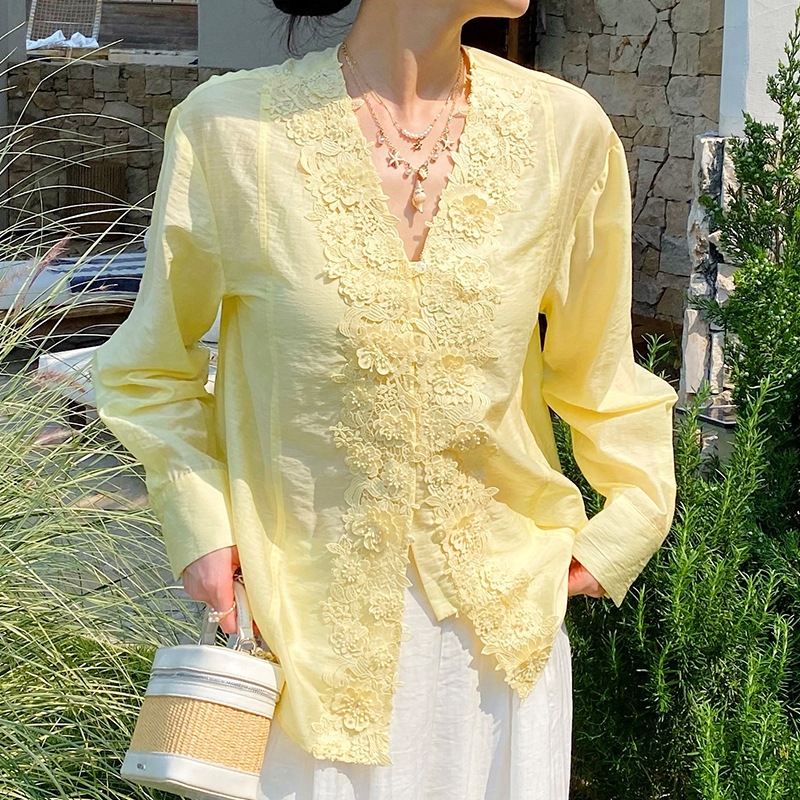 French Style Lace Embroidery S - Embroidery Yellow recension och pris
