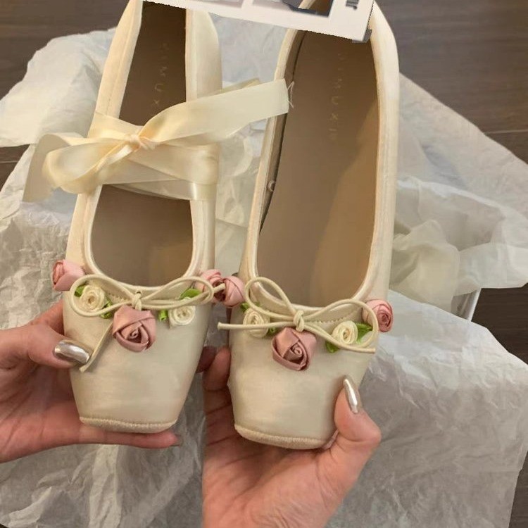 Women Flats Bow Marie Janes Sh - Embroidery Design recension och pris