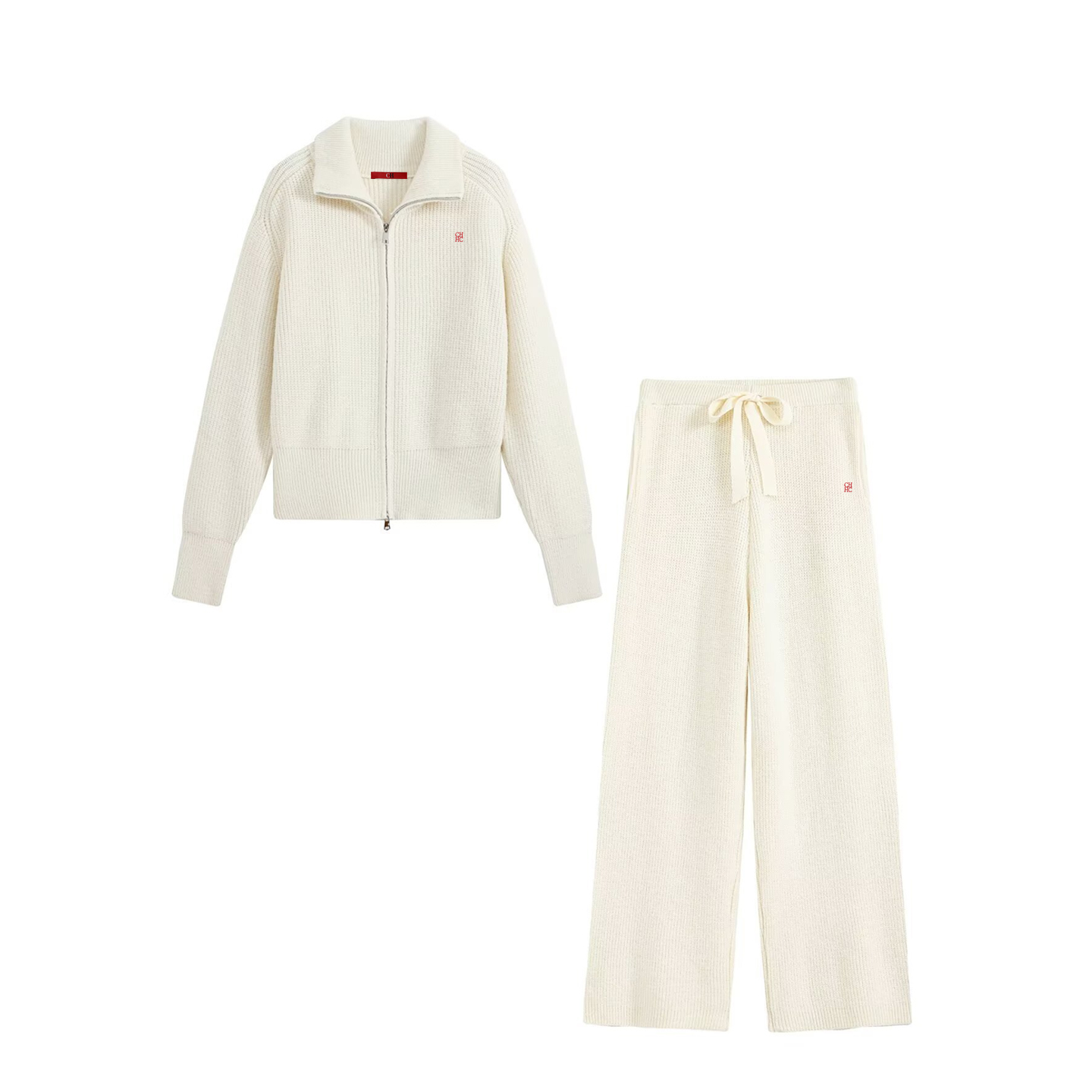 Women Zip Up Collar Knit Two P - Embroidery Origin recension och pris