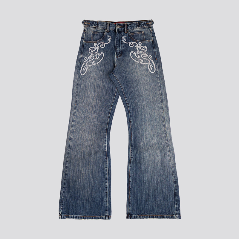 Y2k Blue Opening Bootcut Jeans - Embroidery On Jeans recension och pris