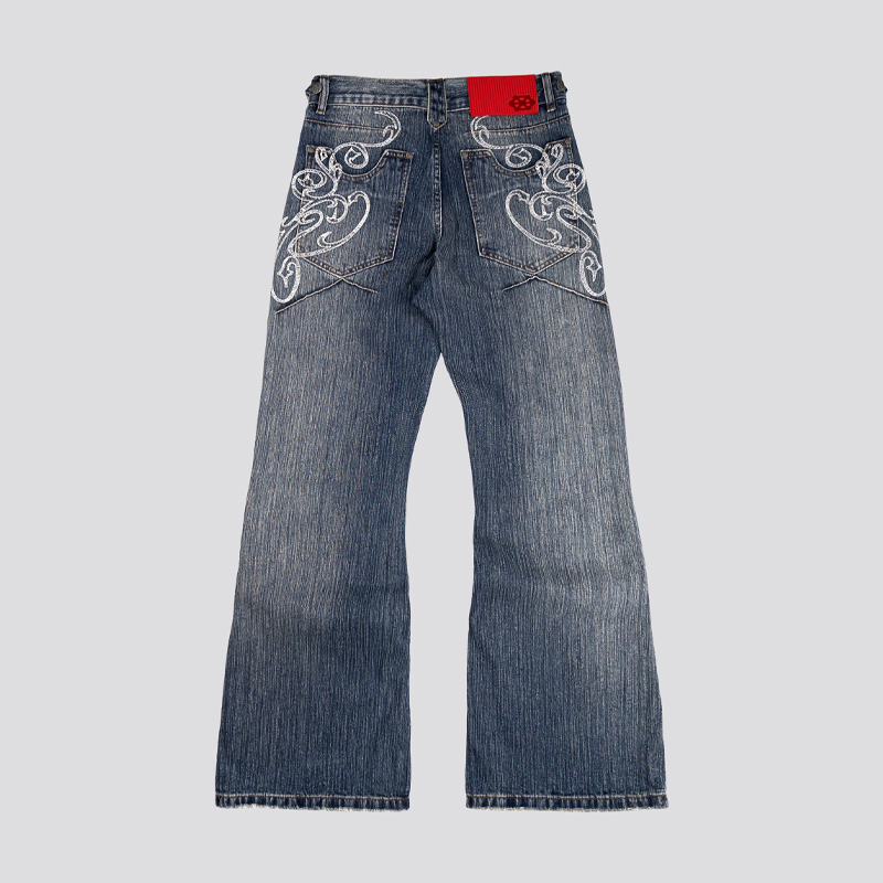 Y2k Blue Opening Bootcut Jeans - Embroidery On Jeans recension och pris