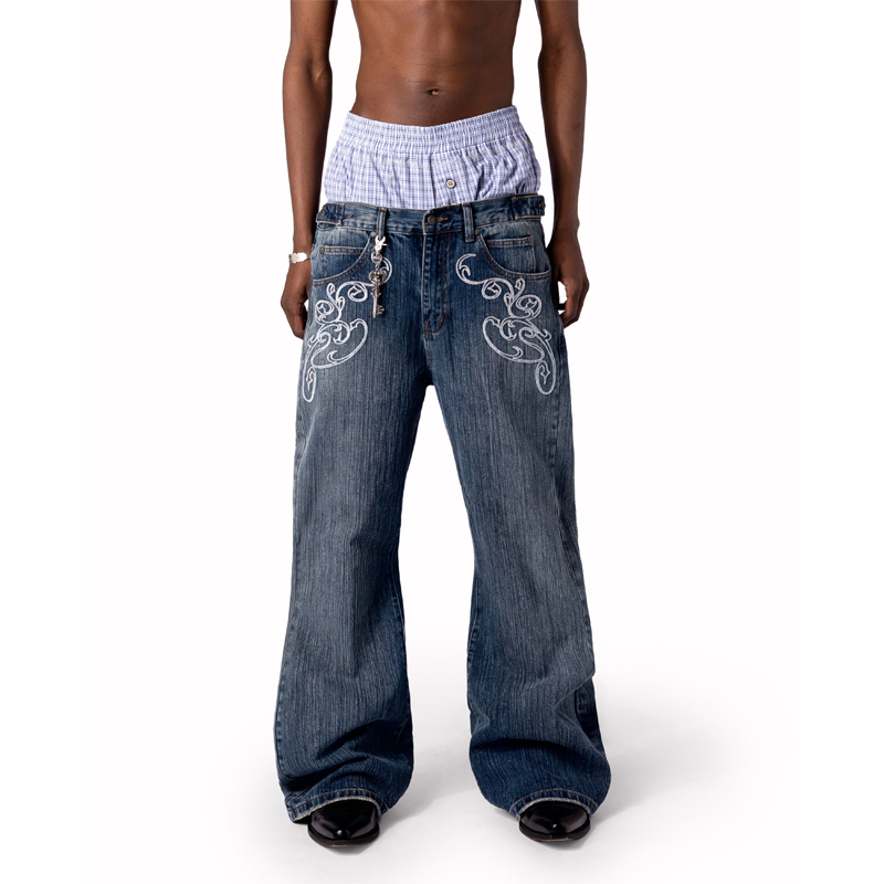 Y2k Blue Opening Bootcut Jeans - Embroidery On Jeans recension och pris