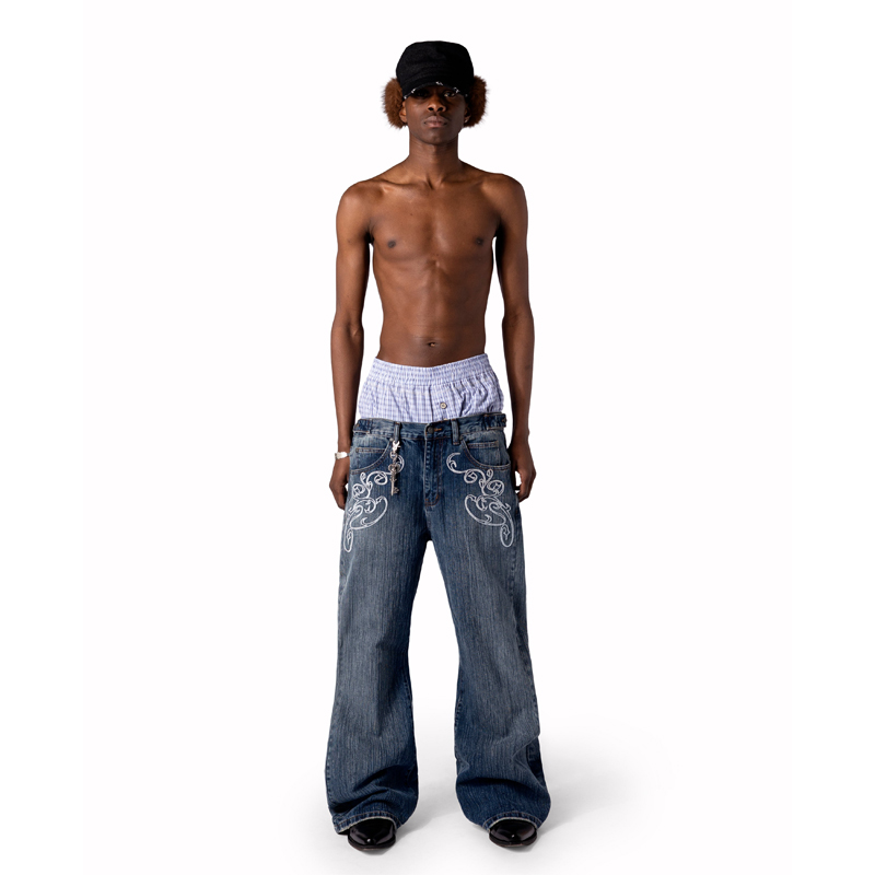 Y2k Blue Opening Bootcut Jeans - Embroidery On Jeans recension och pris