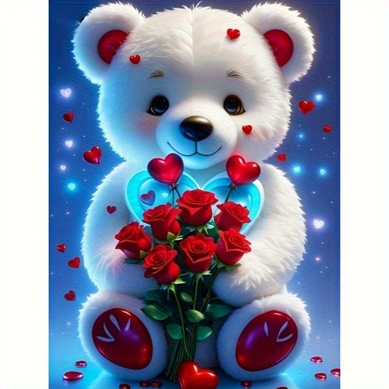 DIY White Teddy Bear Diamond P - Embroidery Lovers recension och pris