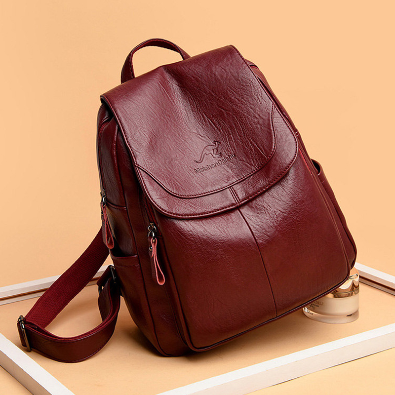Vintage Soft Leather Backpack  - Embroidery Kit Pouch recension och pris