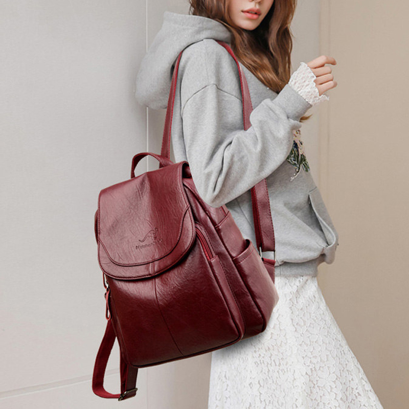 Vintage Soft Leather Backpack  - Embroidery Kit Pouch recension och pris