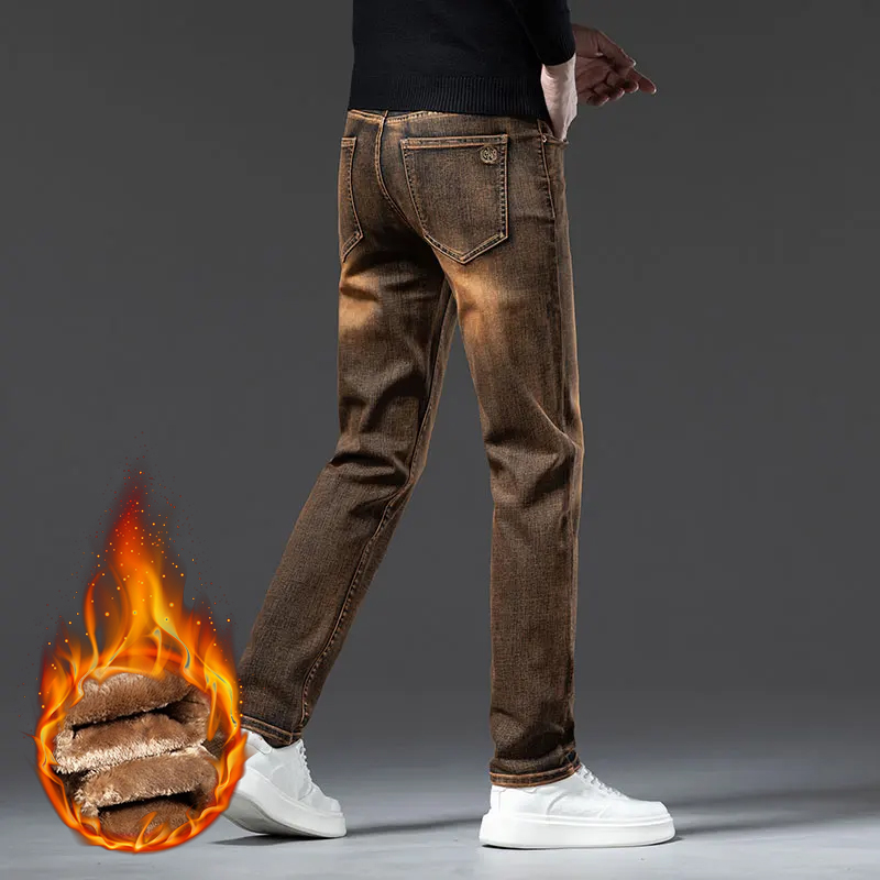 New Winter Men Fleece‑Lined Th - Embroidery On Jeans recension och pris