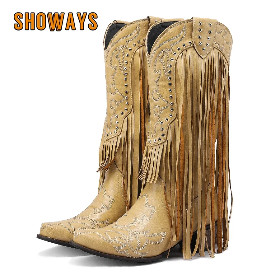 Fringe Rivet Western Women Mid - Embroidery Yellow recension och pris