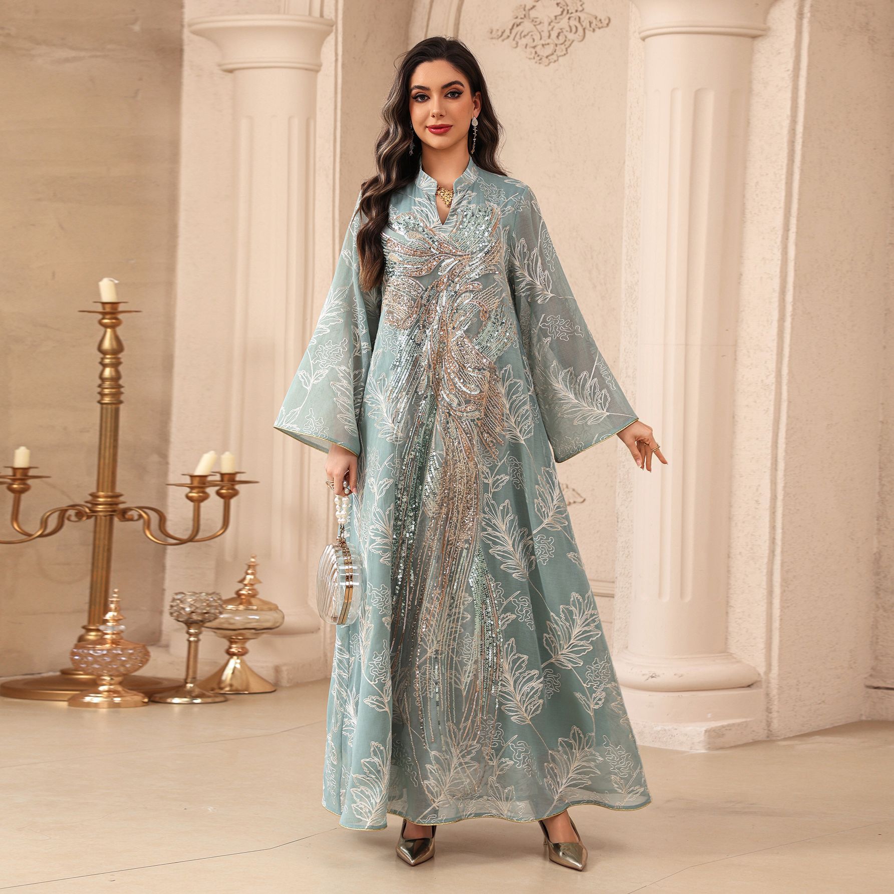 Muslim Dress Abaya Women Eid P - Embroidery Arabic recension och pris