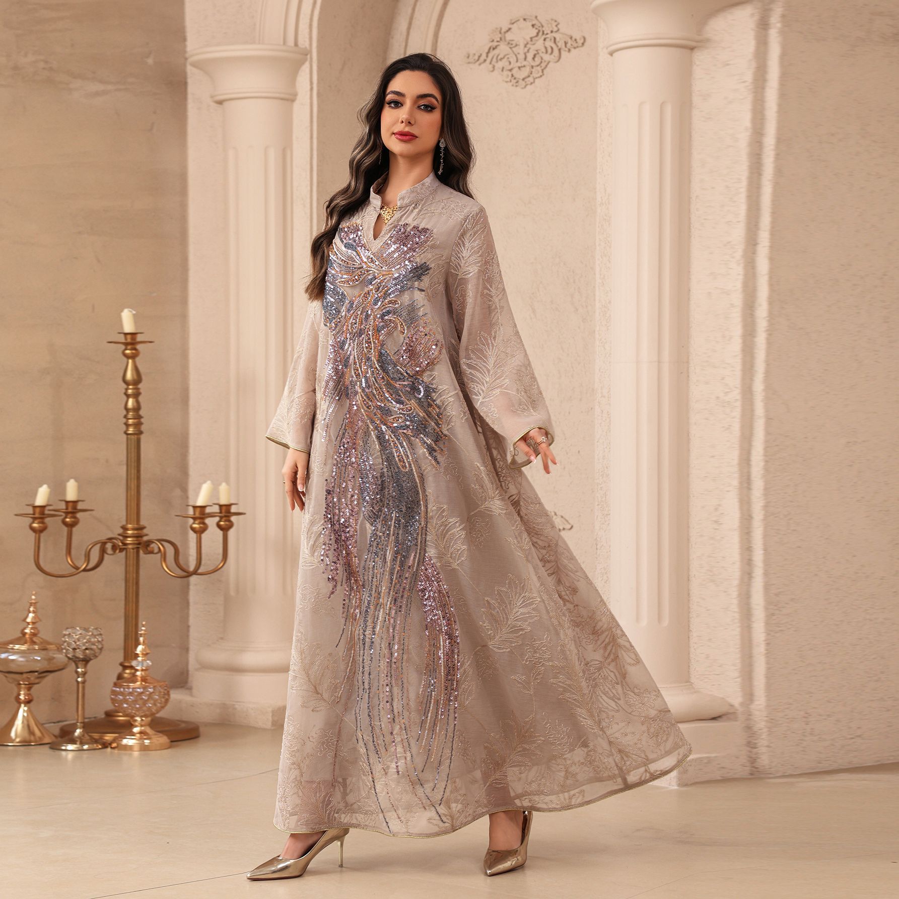 Muslim Dress Abaya Women Eid P - Embroidery Arabic recension och pris