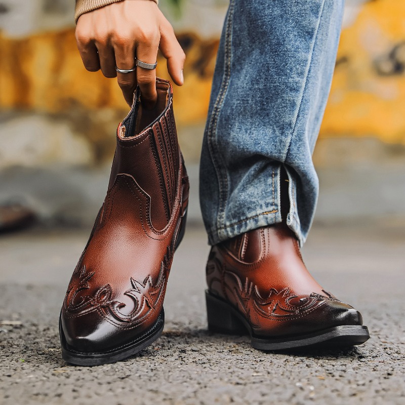Mens Western Cowboy Boots Hand - Embroidery Design recension och pris