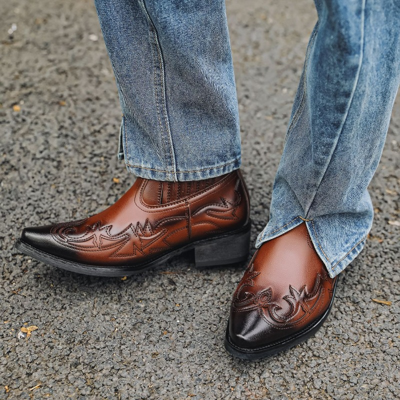 Mens Western Cowboy Boots Hand - Embroidery Design recension och pris