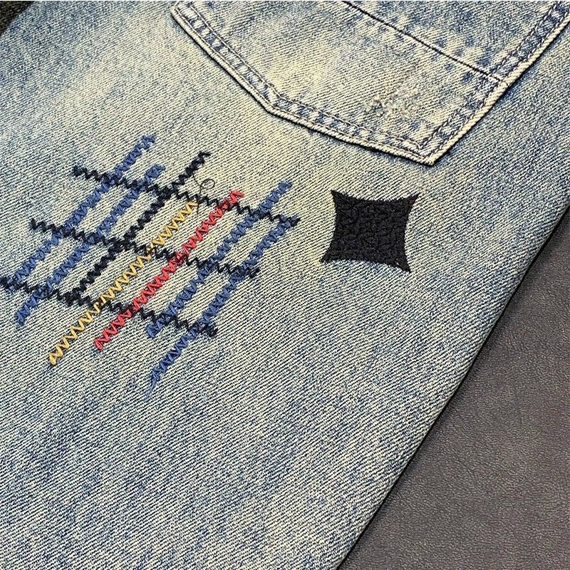 Fashion Men's Casual Jeans wit - Embroidery On Jeans recension och pris