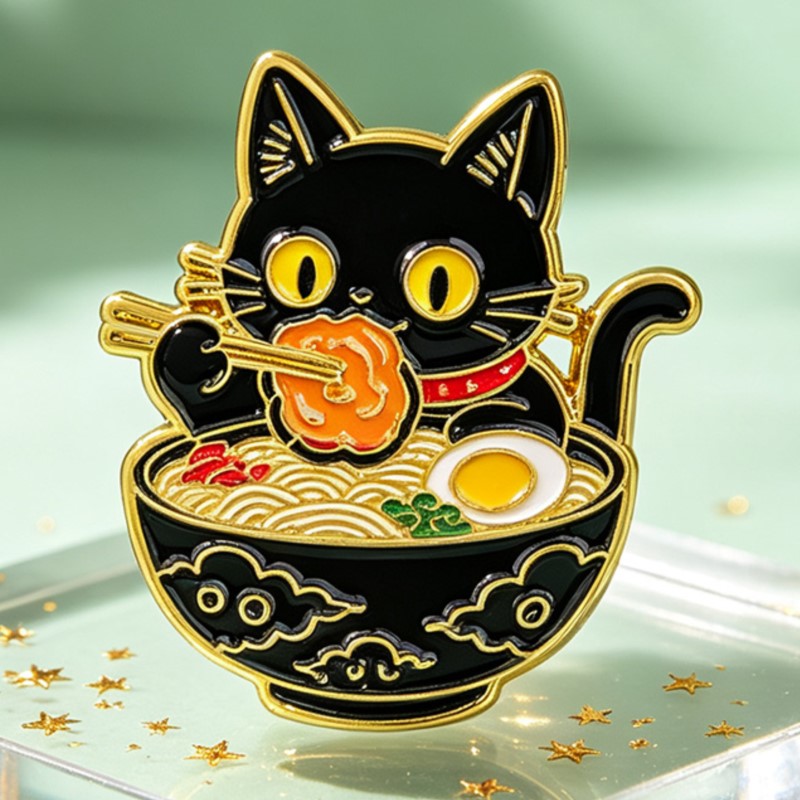 Cute Black Cat Eating Noodles  - Embroidery Outfit recension och pris