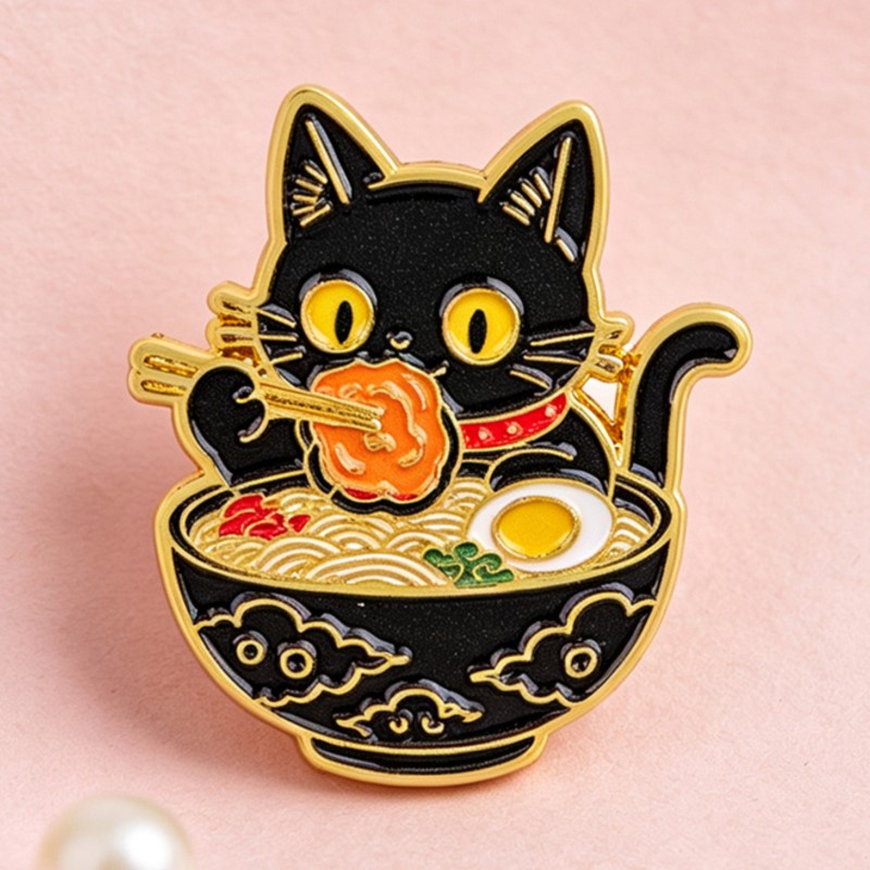Cute Black Cat Eating Noodles  - Embroidery Outfit recension och pris