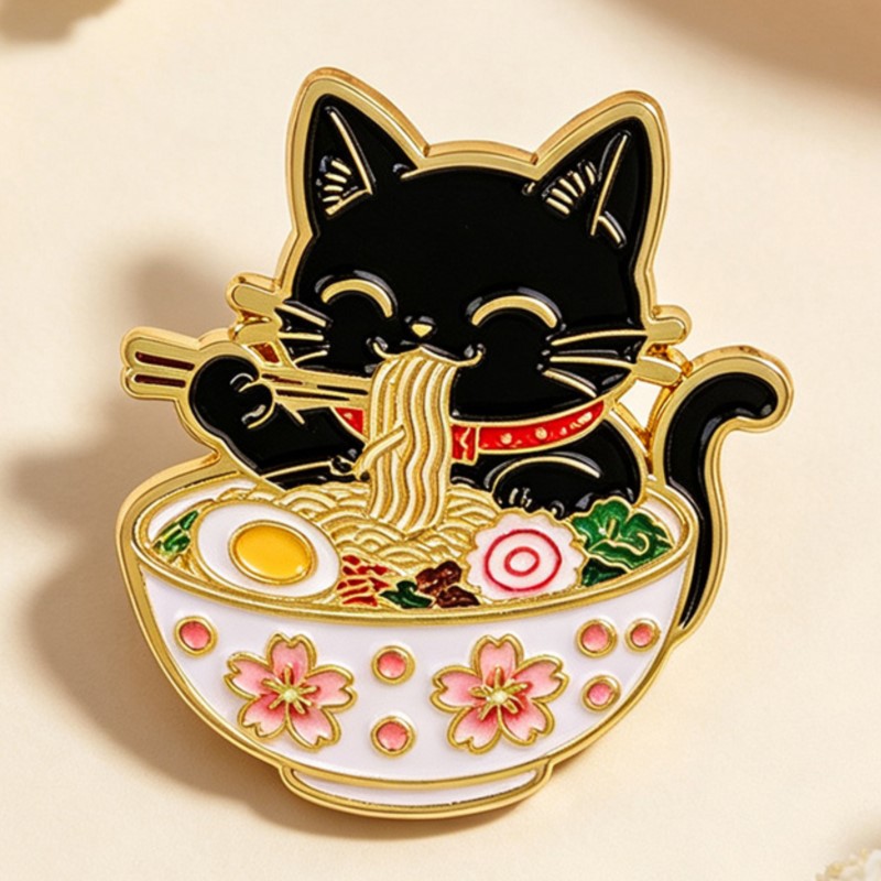 Cute Black Cat Eating Noodles  - Embroidery Outfit recension och pris