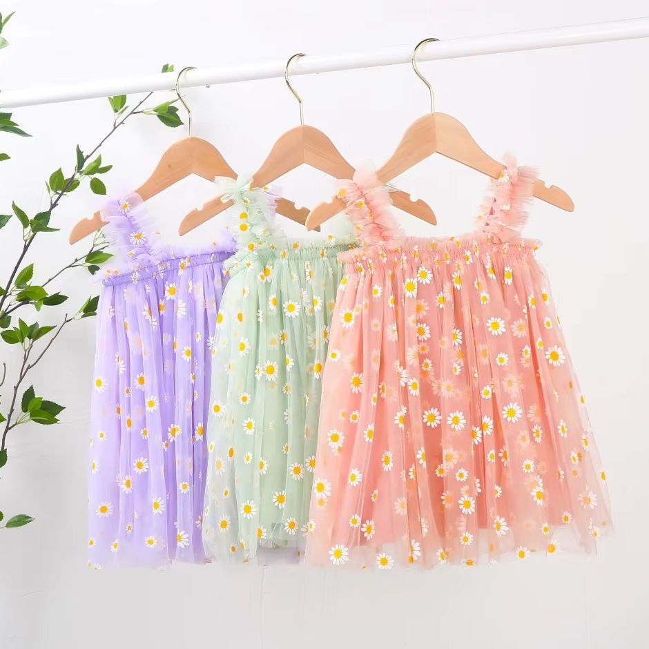 Toddler Tulle Dress For Baby G - Embroidery Daisy Flower recension och pris